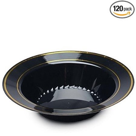 FINELINE SETTINGS Black and Gold 12 oz. Round Soup Bowl 512-BKG